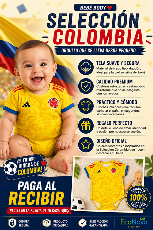 Body para Bebé Selección Colombia 🇨🇴 – Suave, Cómodo y con Estilo