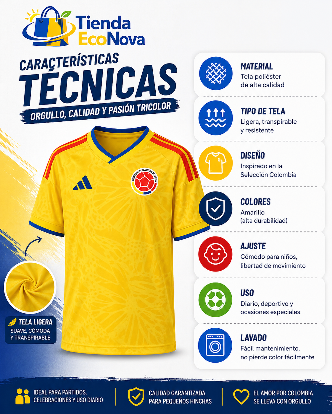🔥 Camiseta Selección Colombia para Niños – ¡Edición Imperdible!